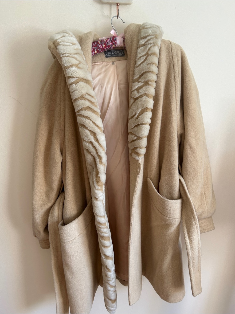 Vintage-Novelti pure virgin wool Coat - Beige
